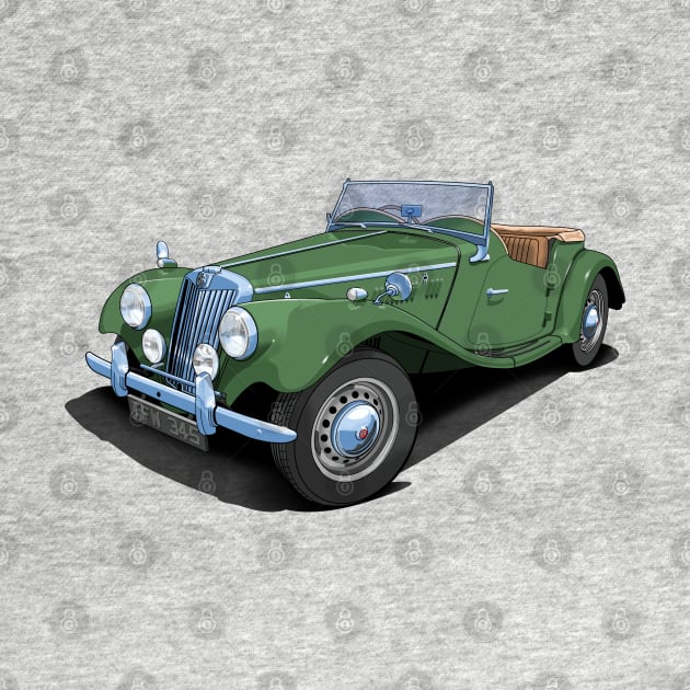 1954 MG TF sports car in almond green by candcretro